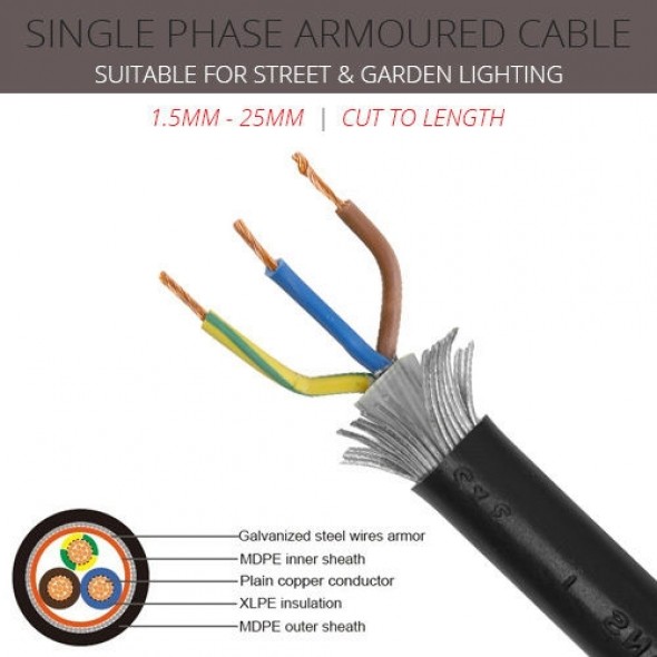 6mm 3 Core SWA Armoured Cable